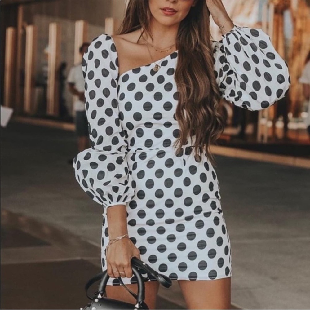 Lovers + Friends Black and White Polka Dot Mini Dress